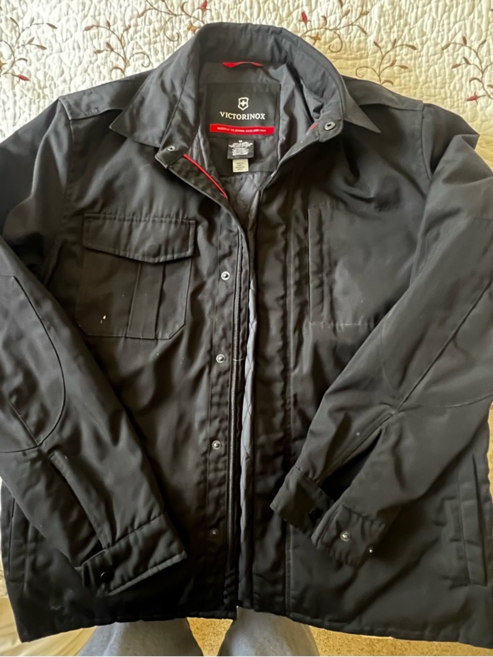 Victorinox Black Lightweight Shirt Jacket with Red Trim